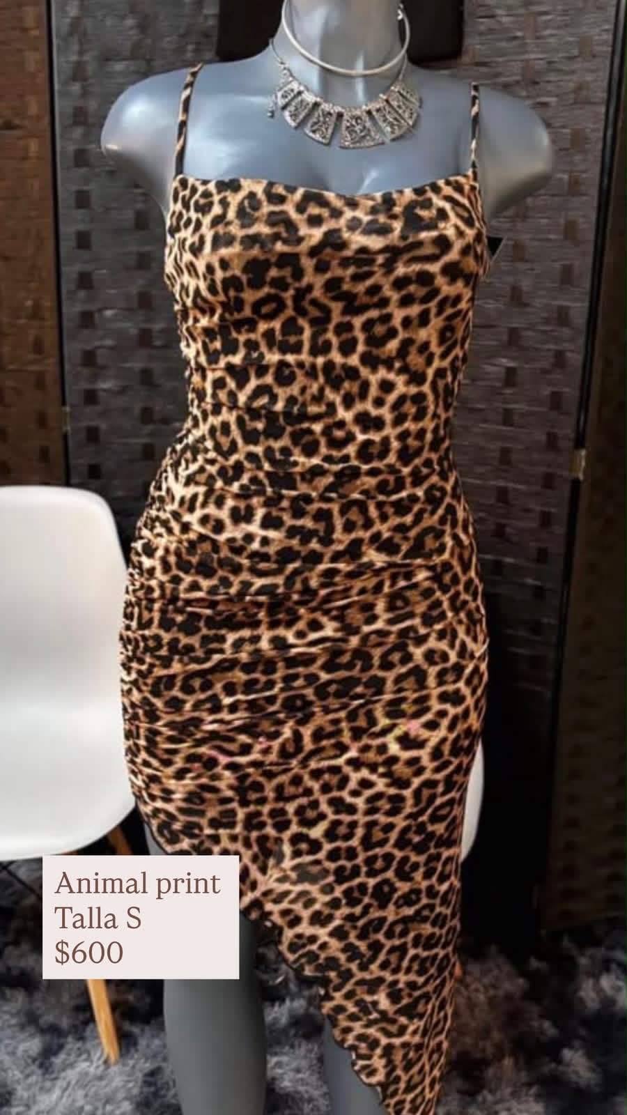 Vestido Animal Print Asimétrico — vestido importado