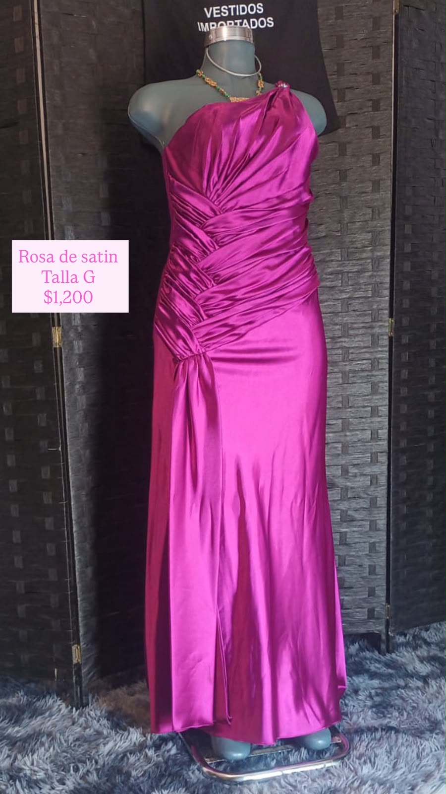 Vestido Rosa de Satín — vestido importado