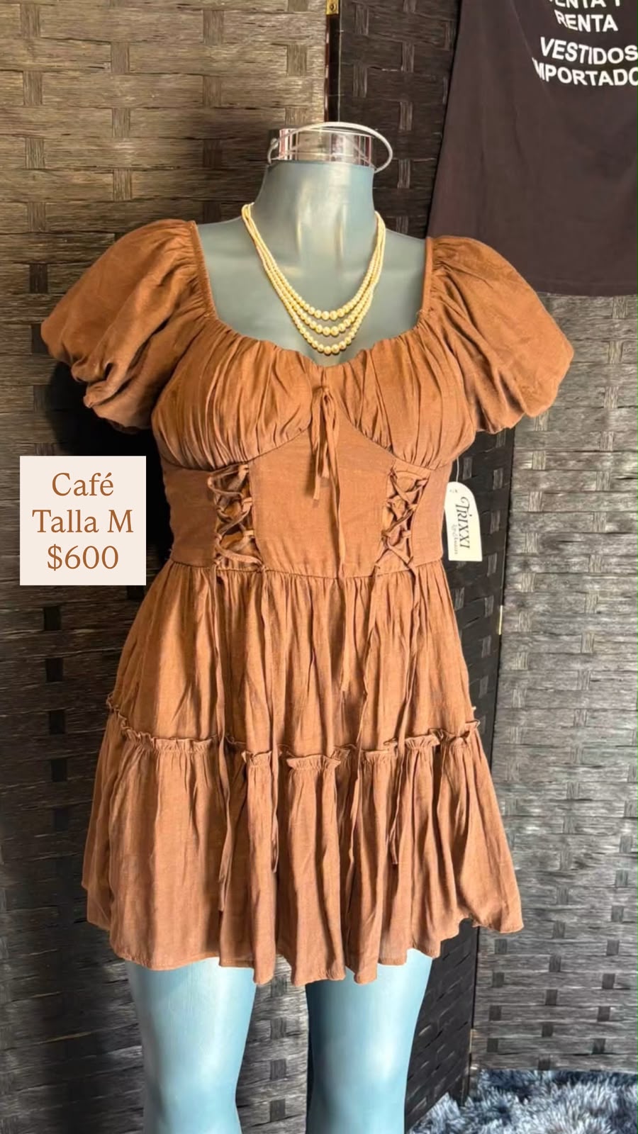 Vestido Café Corto con Corset — vestido importado