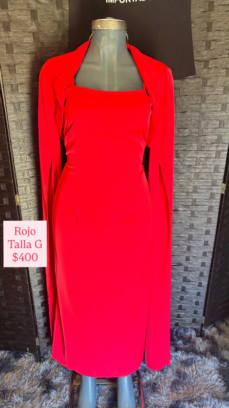 Vestido Rojo con Capa — vestido importado