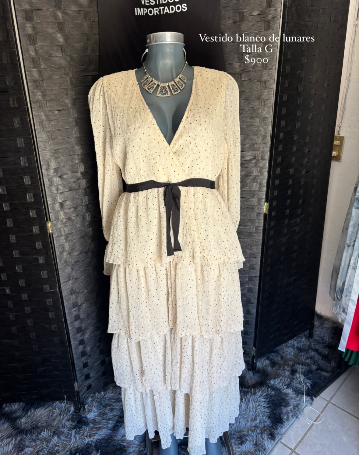 Vestido Blanco de Lunares — vestido importado