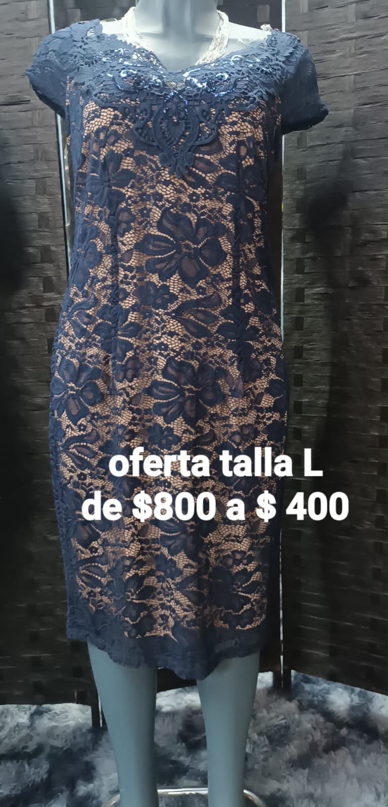 Vestido Azul de Encaje — vestido importado