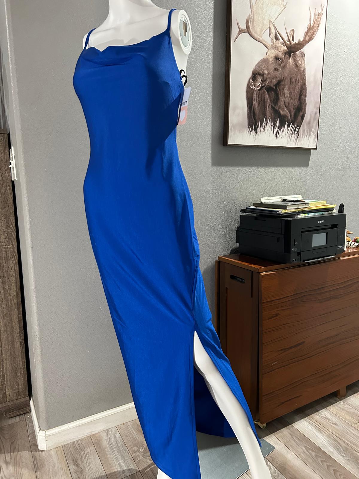 Vestido Azul Rey Satín — vestido importado