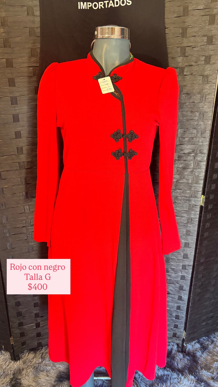 Vestido Rojo con Negro — vestido importado