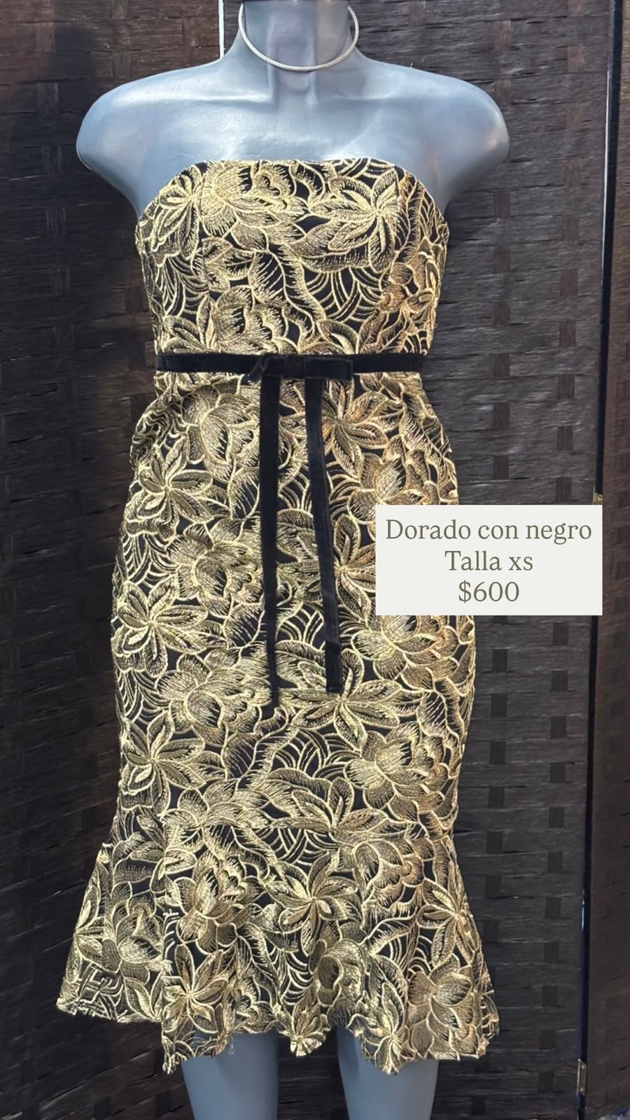 Vestido Dorado con Negro — vestido importado