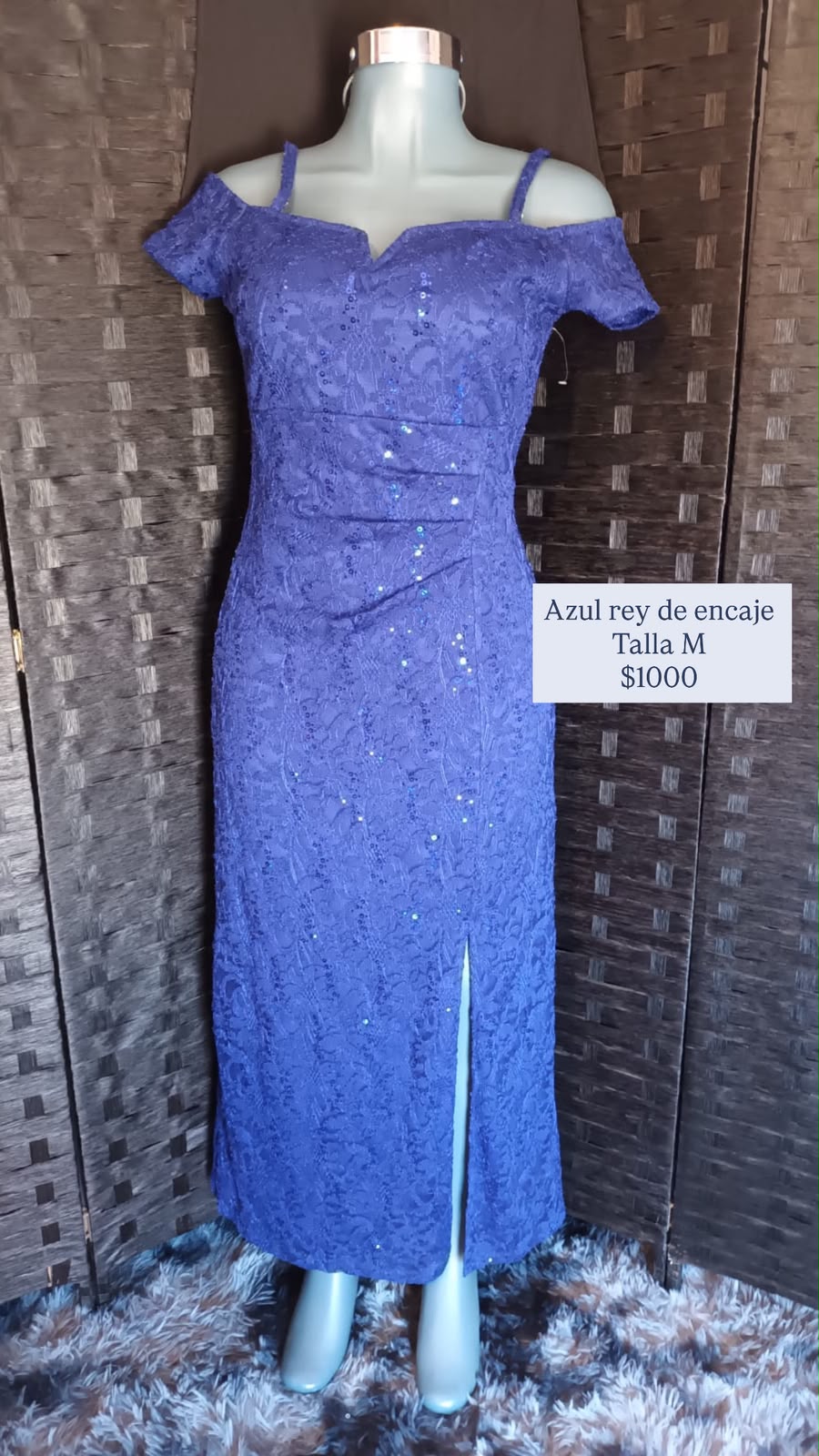 Vestido Azul Rey de Encaje — vestido importado
