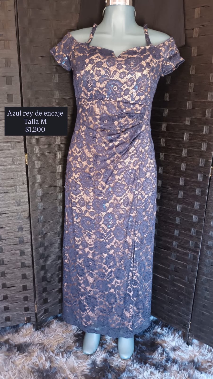 Vestido Azul Rey de Encaje — vestido importado