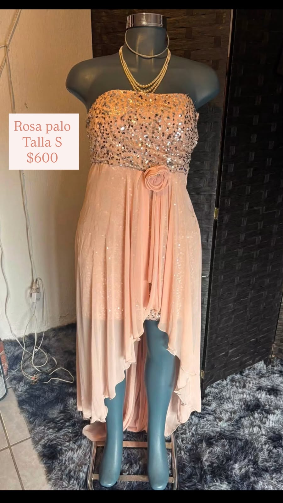 Vestido Rosa Palo con Lentejuela — vestido importado