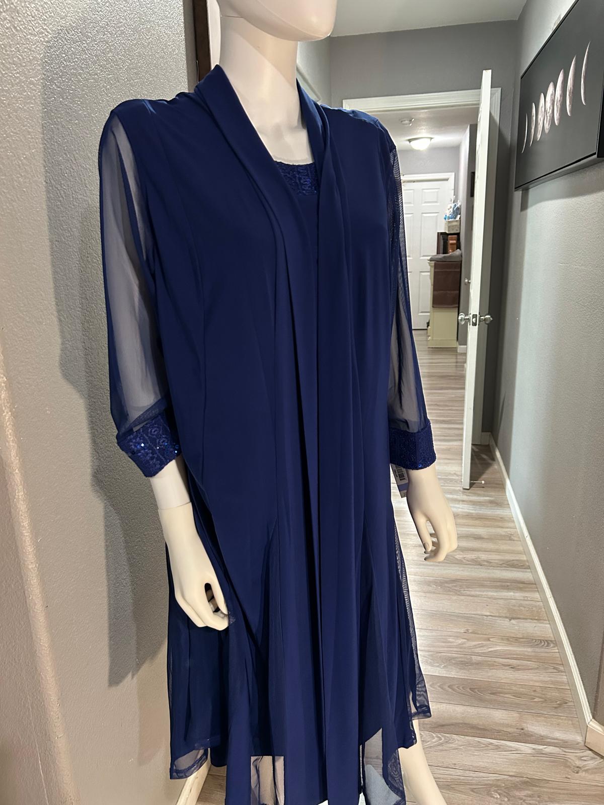 Vestido Azul Marino con Capa — vestido importado