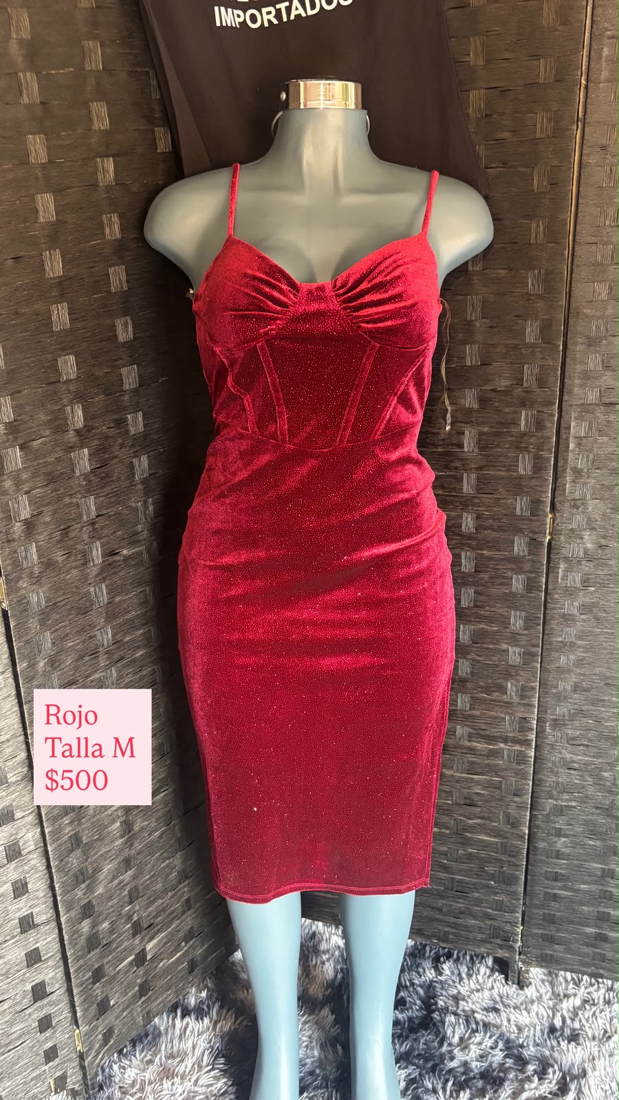 Vestido Rojo de Terciopelo con Corset — vestido importado