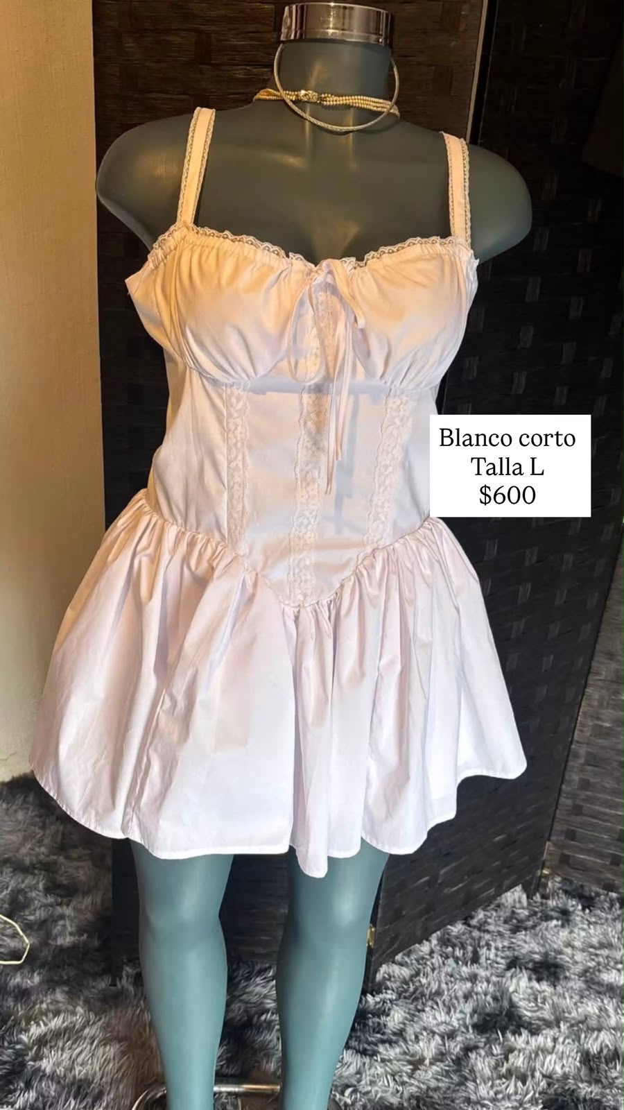 Vestido Blanco Corto con Corset — vestido importado
