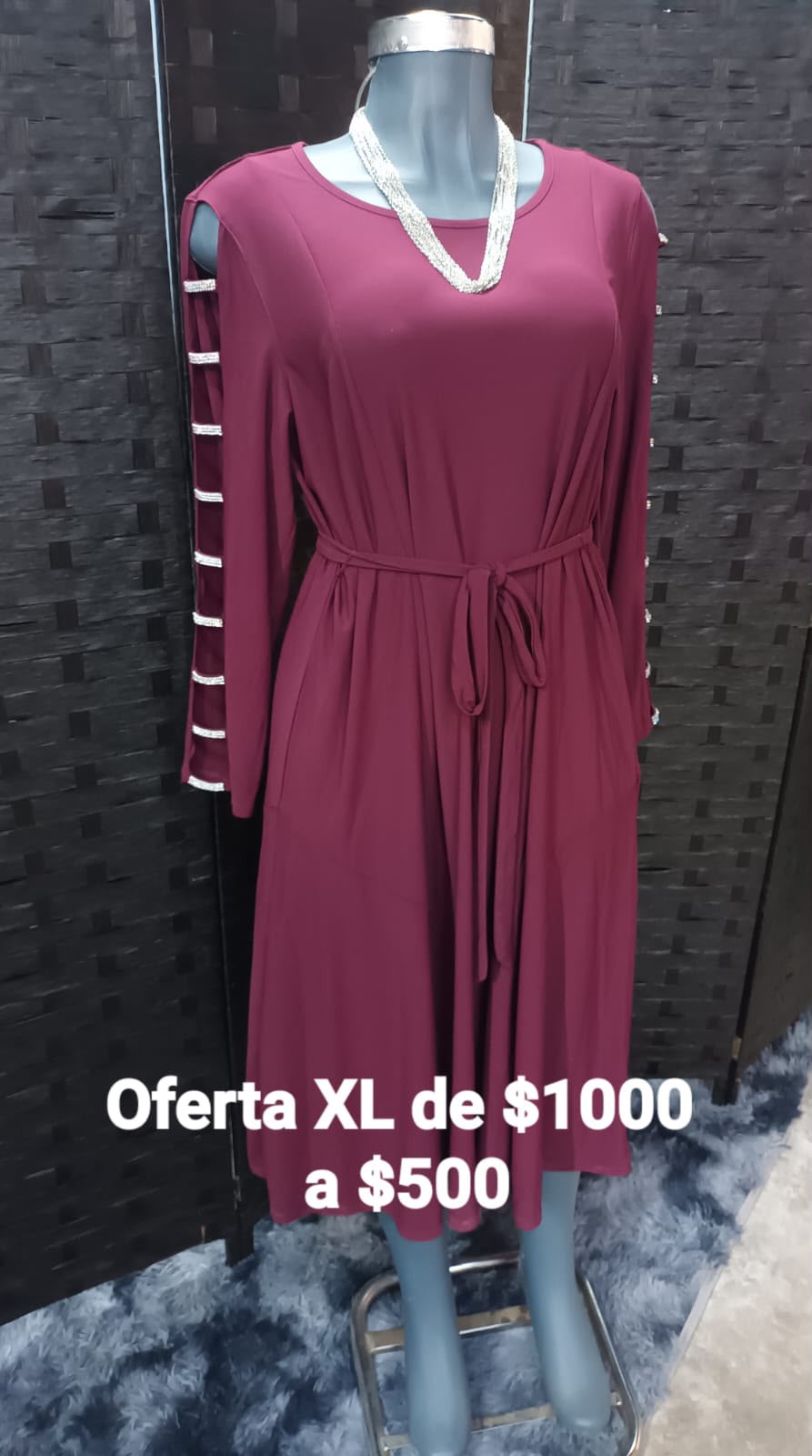 Vestido Vino Manga Larga — vestido importado