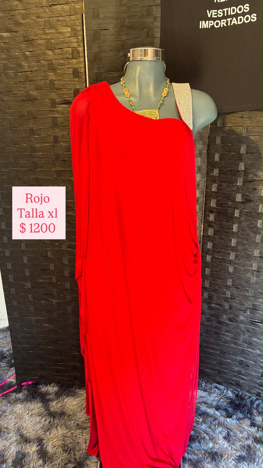Vestido Rojo de Un Hombro — vestido importado