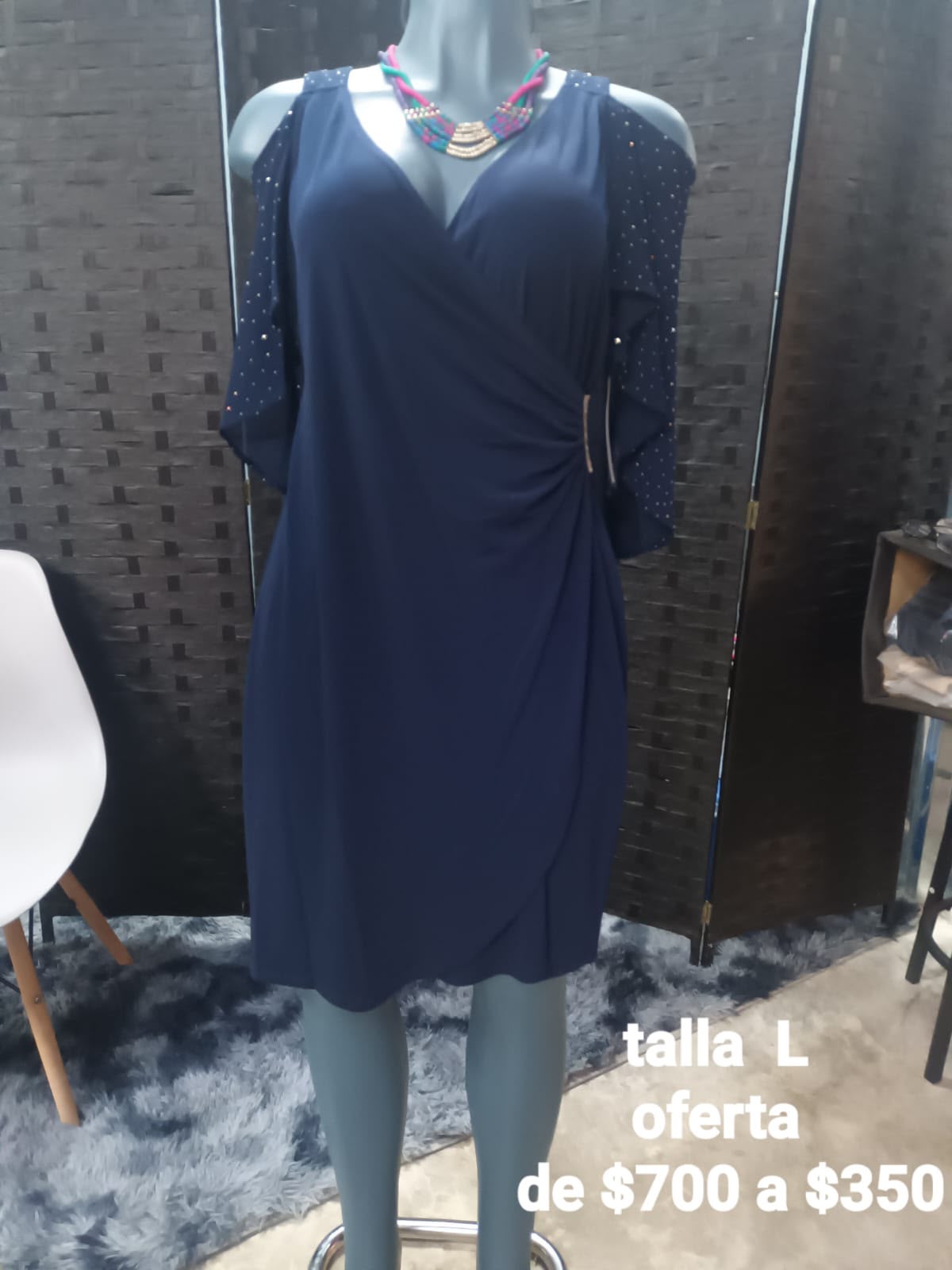 Vestido Azul Marino Cruzado — vestido importado