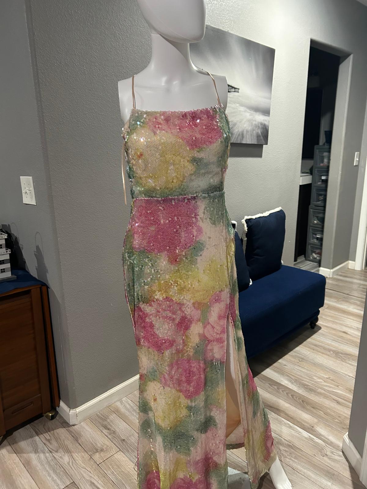 Vestido Lentejuela Floral Acuarela — vestido importado