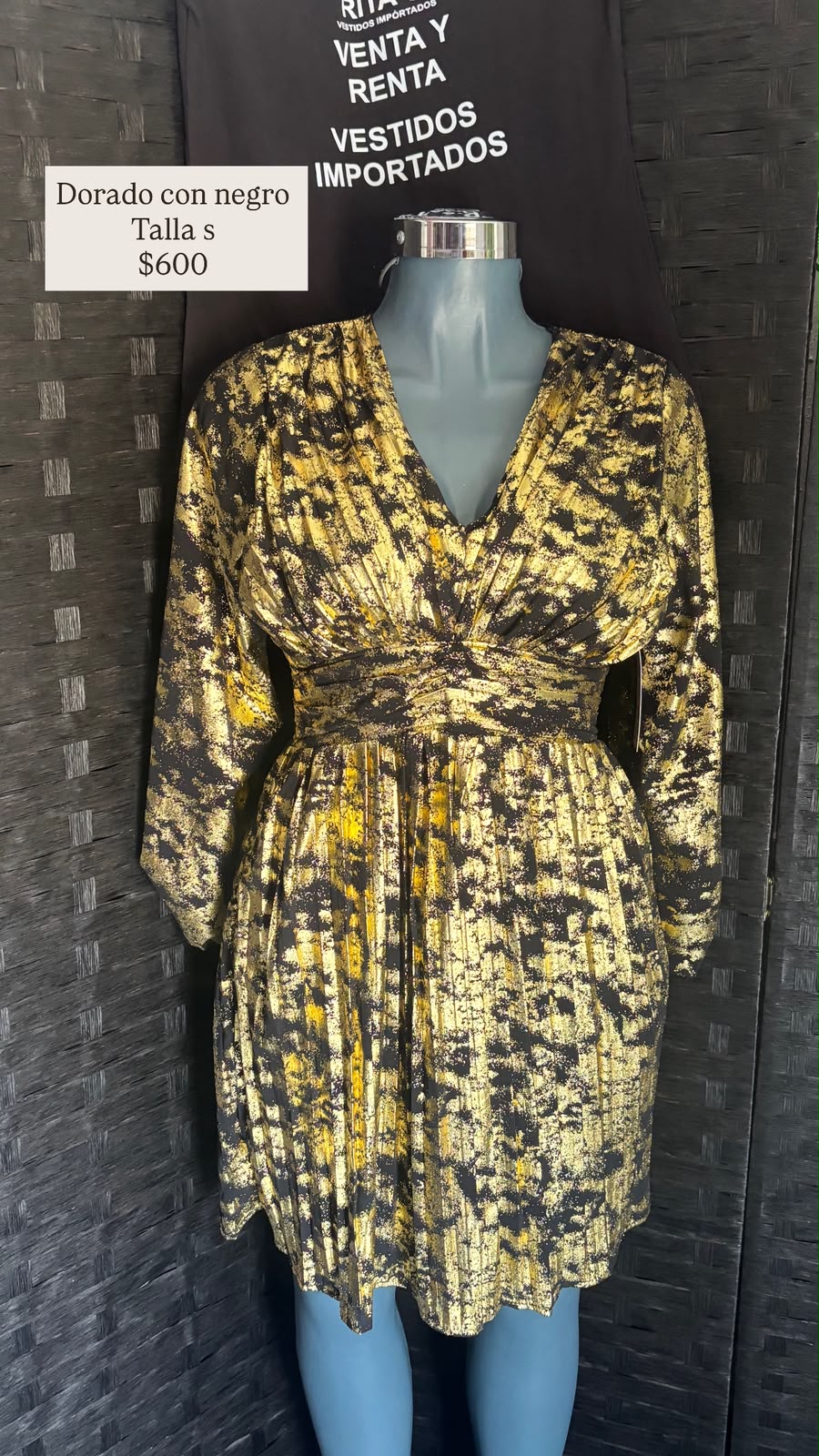 Vestido Dorado con Negro — vestido importado