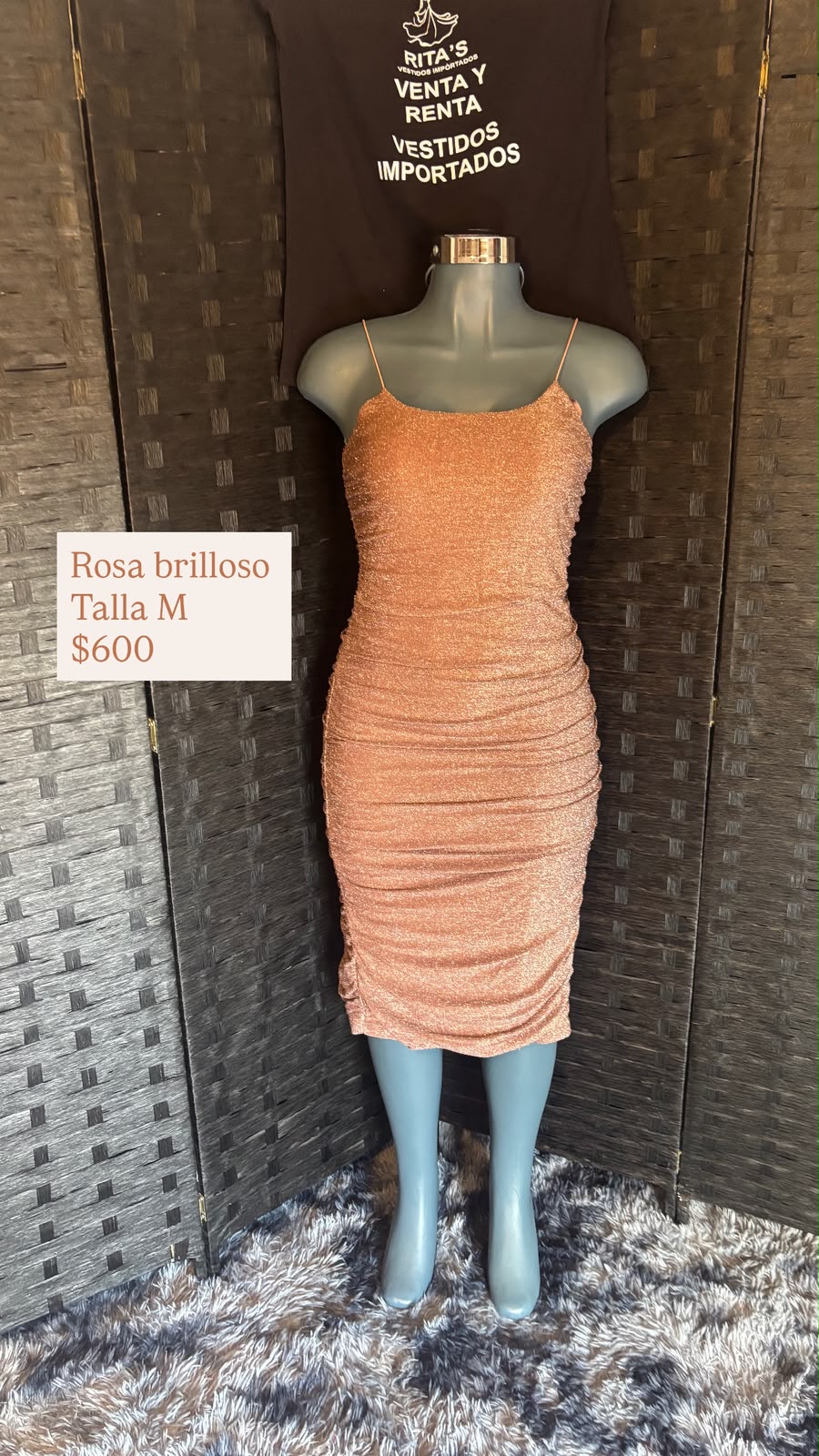 Vestido Rosa Brilloso Midi — vestido importado