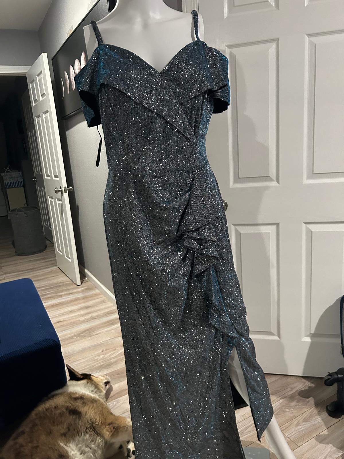 Vestido Azul con Glitter — vestido importado