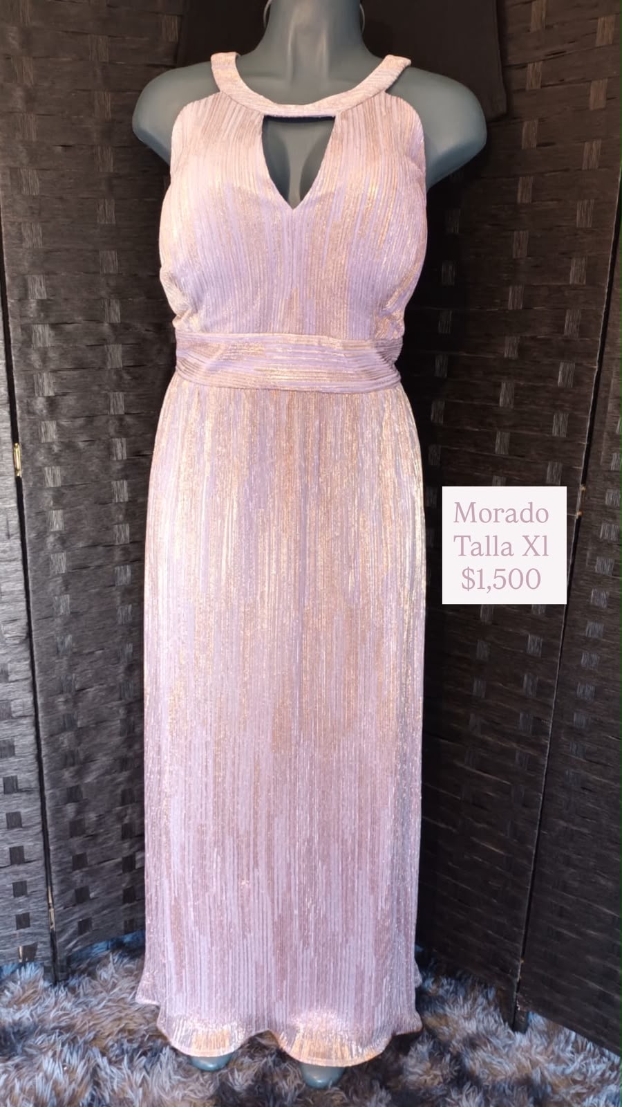 Vestido Morado Glitter Largo — vestido importado