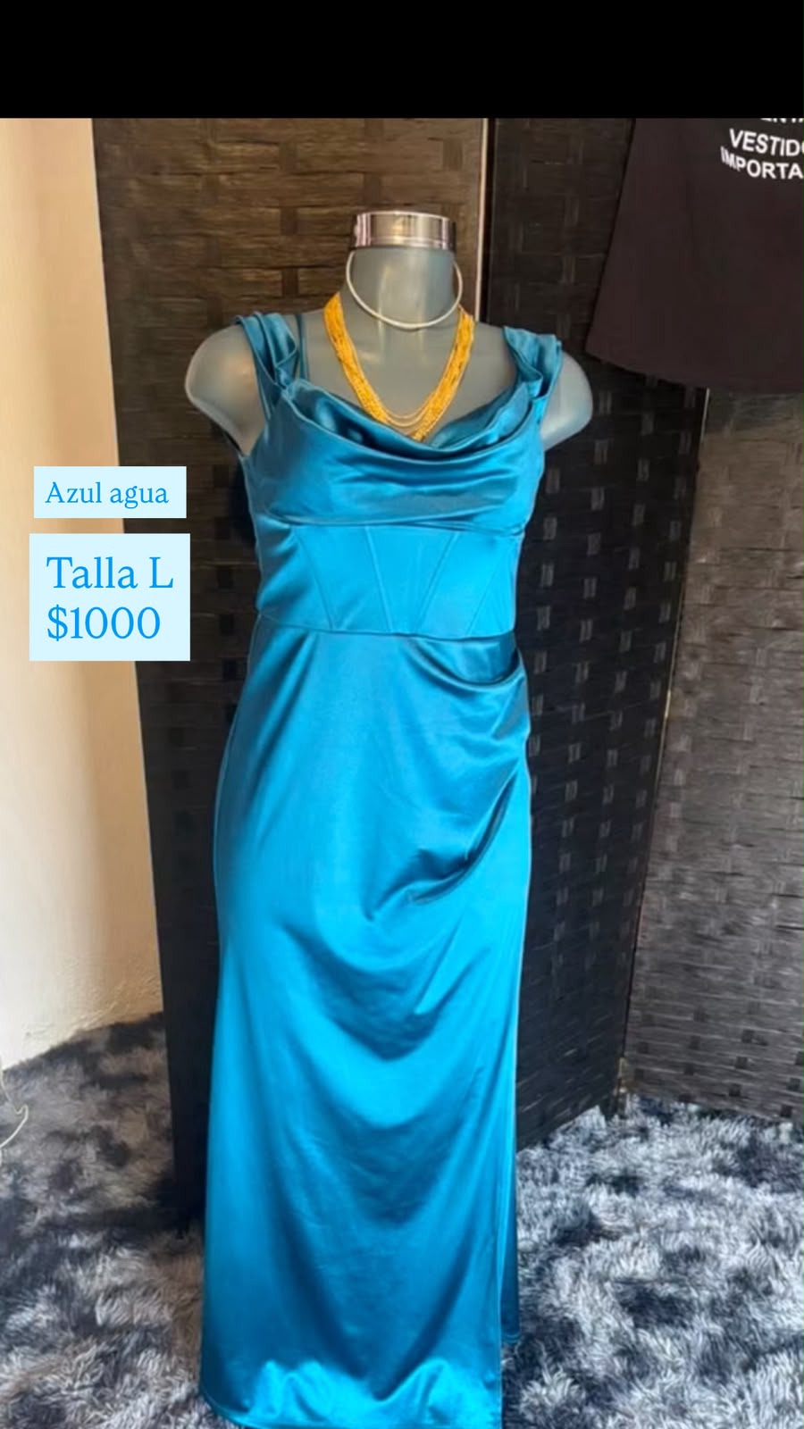 Vestido Azul Agua de Satín — vestido importado
