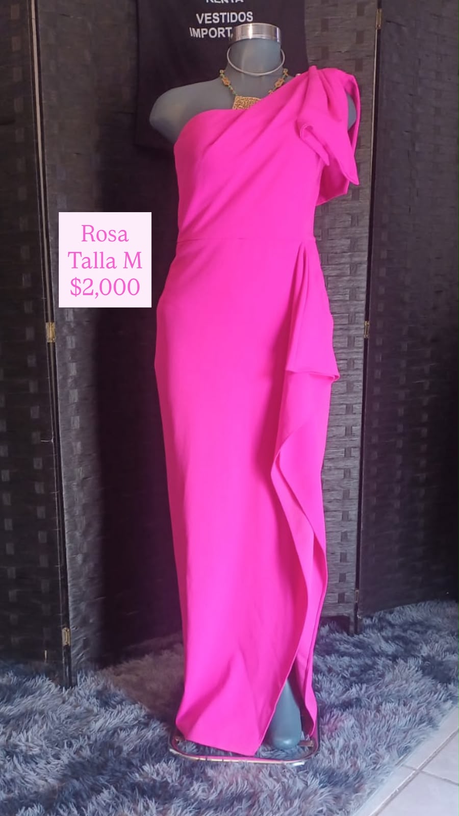 Vestido Rosa de Un Hombro — vestido importado