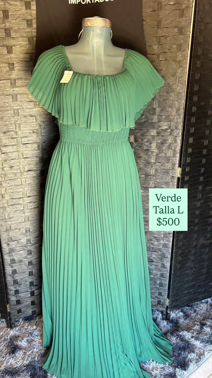 Vestido Verde Plisado — vestido importado