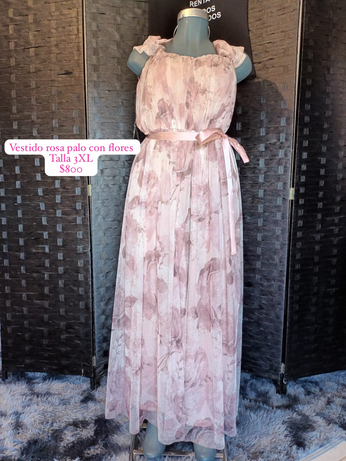 Vestido Rosa Palo con Flores — vestido importado