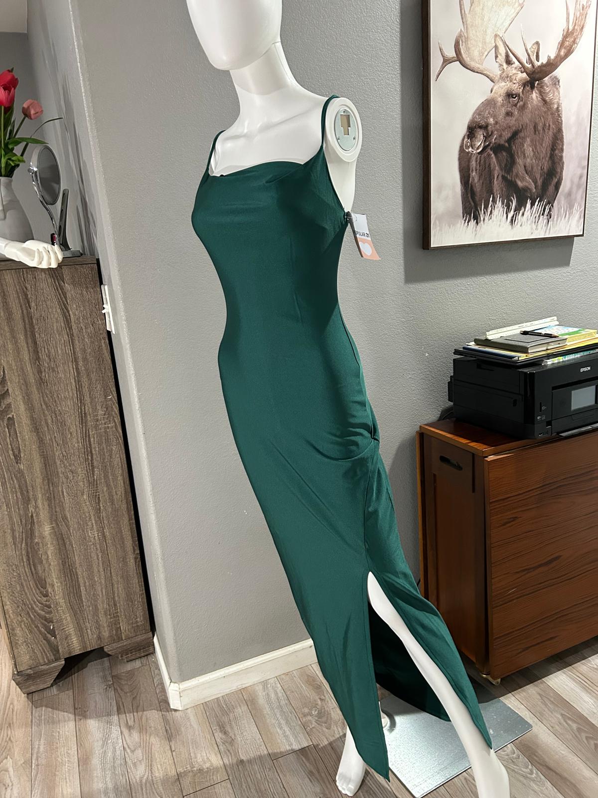 Vestido Verde Esmeralda Satín — vestido importado