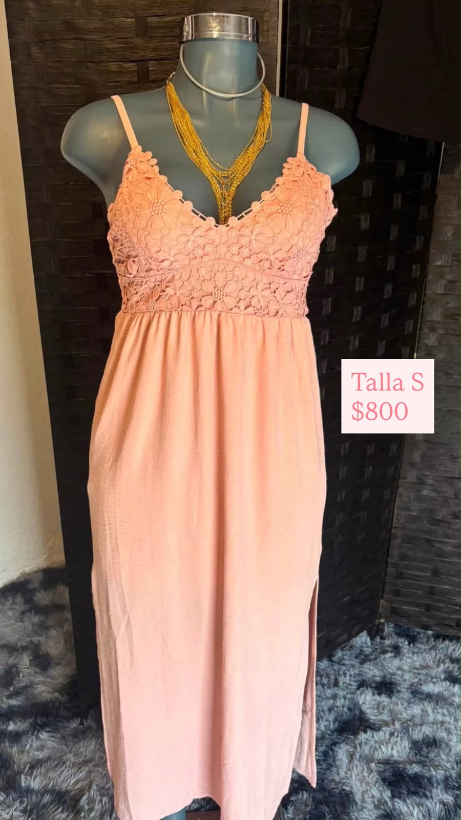 Vestido Rosa de Encaje Floral — vestido importado