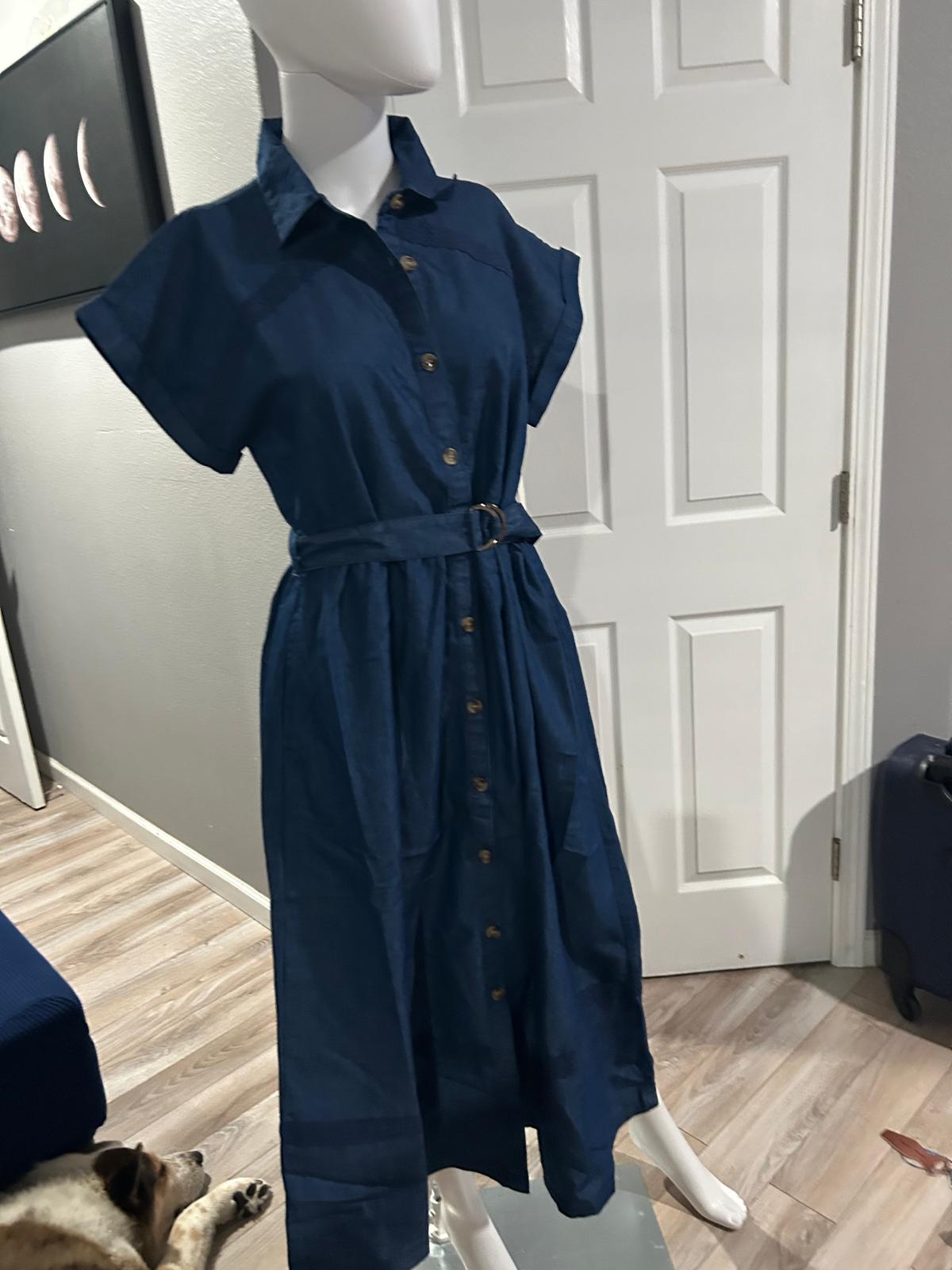Vestido Camisero Azul Marino — vestido importado