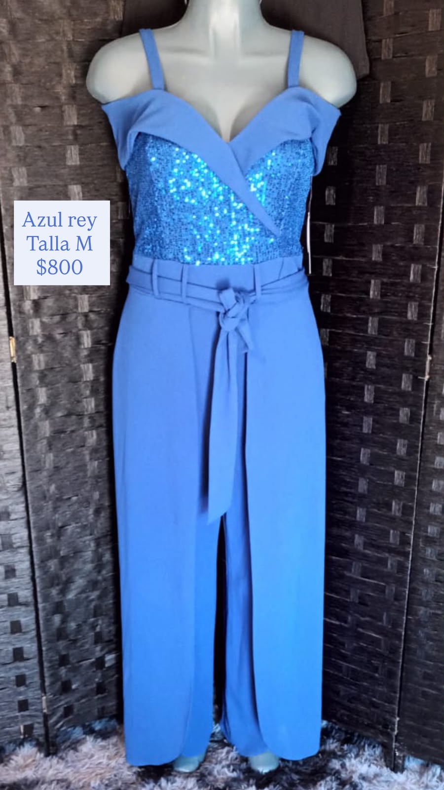 Jumpsuit Azul Rey con Lentejuela — vestido importado