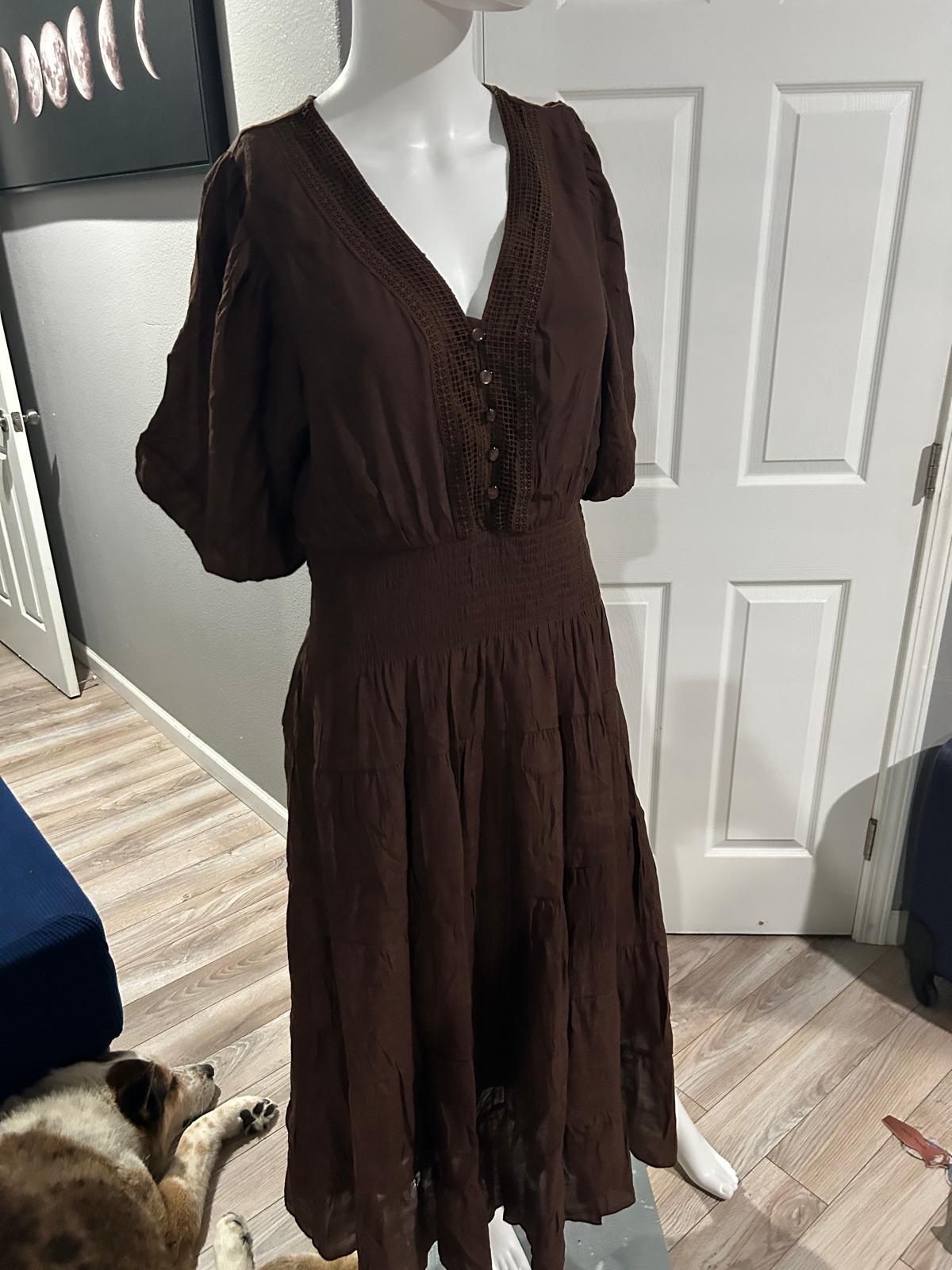 Vestido Café Midi Boho — vestido importado