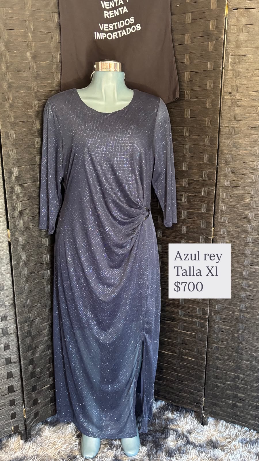 Vestido Azul Rey Glitter Largo — vestido importado