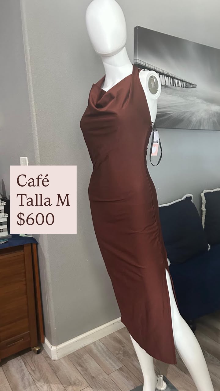 Vestido Café de Satín — vestido importado
