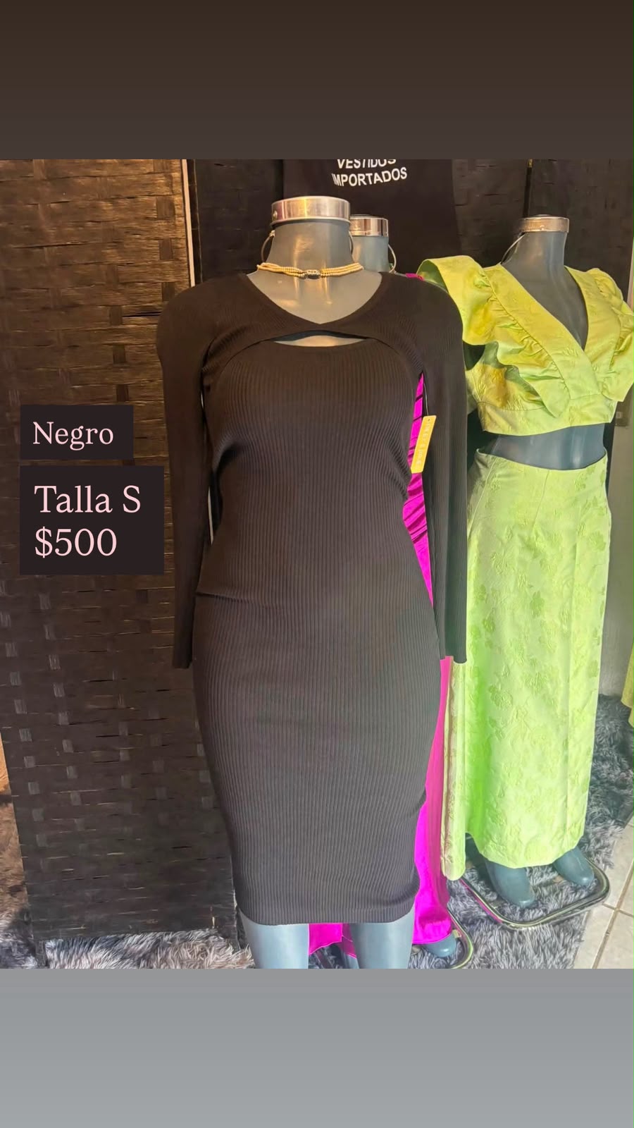 Vestido Negro Canalado con Bolero — vestido importado