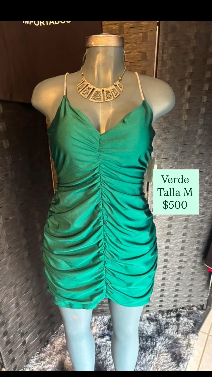 Vestido Verde Ruched Corto — vestido importado