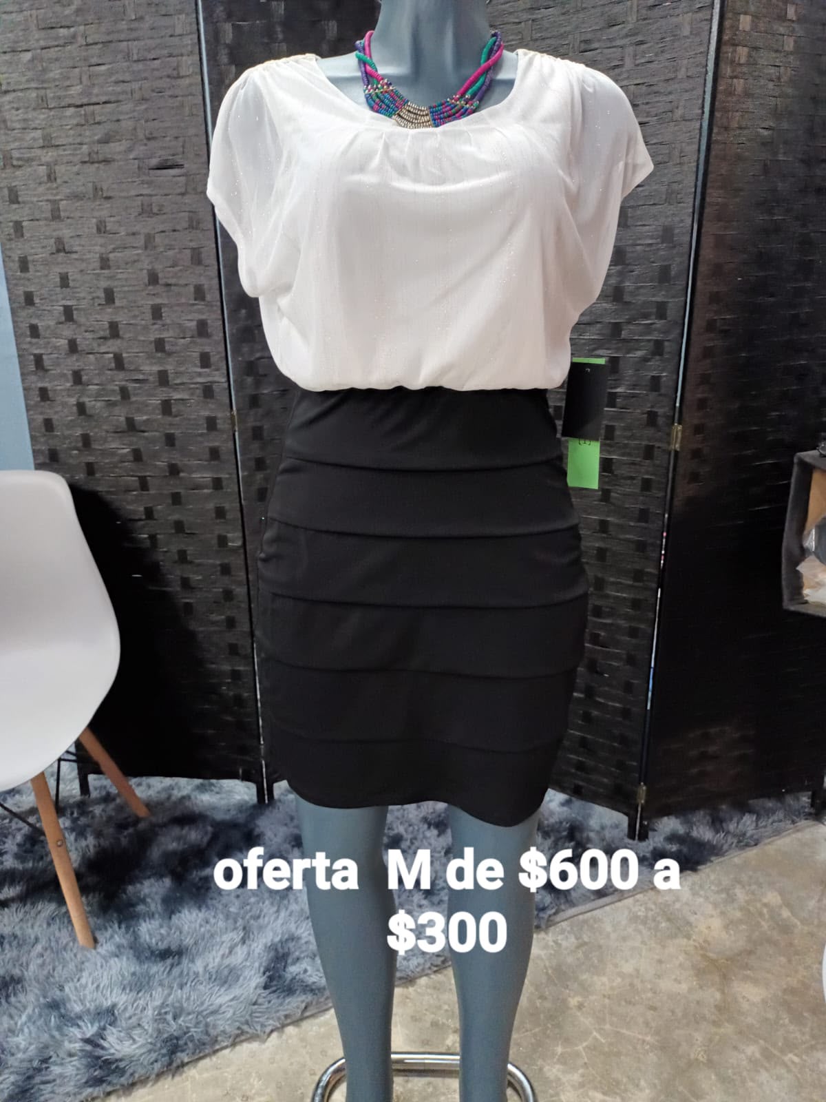 Vestido Blanco y Negro — vestido importado