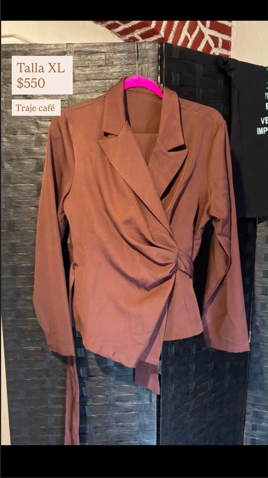 Traje Café Saco Cruzado — vestido importado