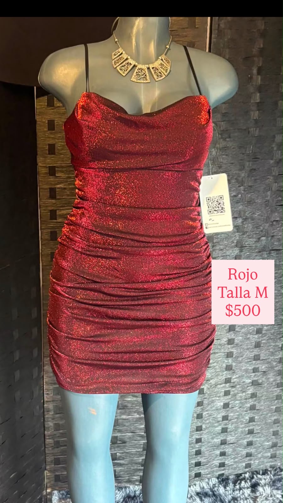 Vestido Rojo Glitter Corto — vestido importado
