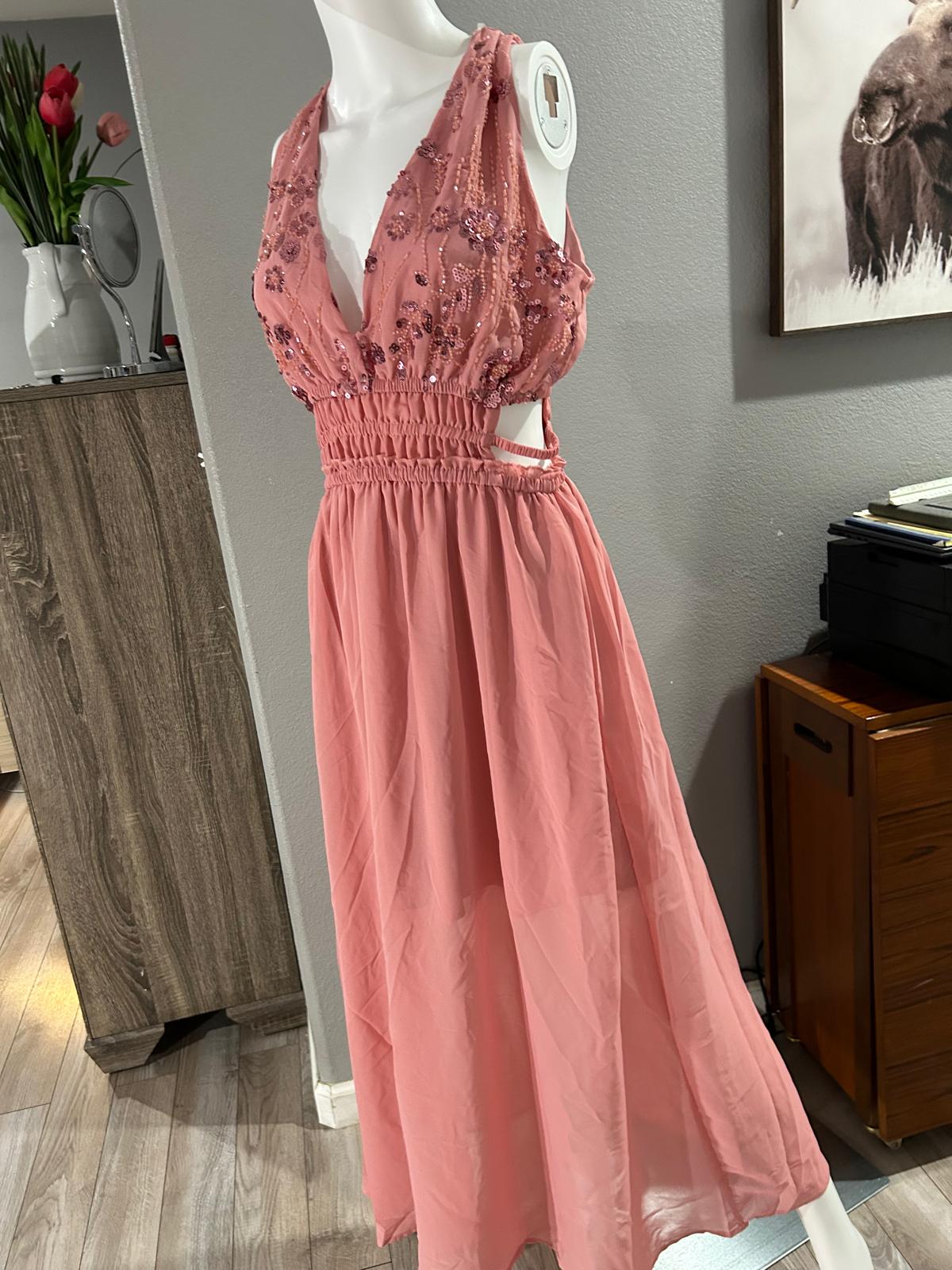 Vestido Rosa Palo con Lentejuelas — vestido importado