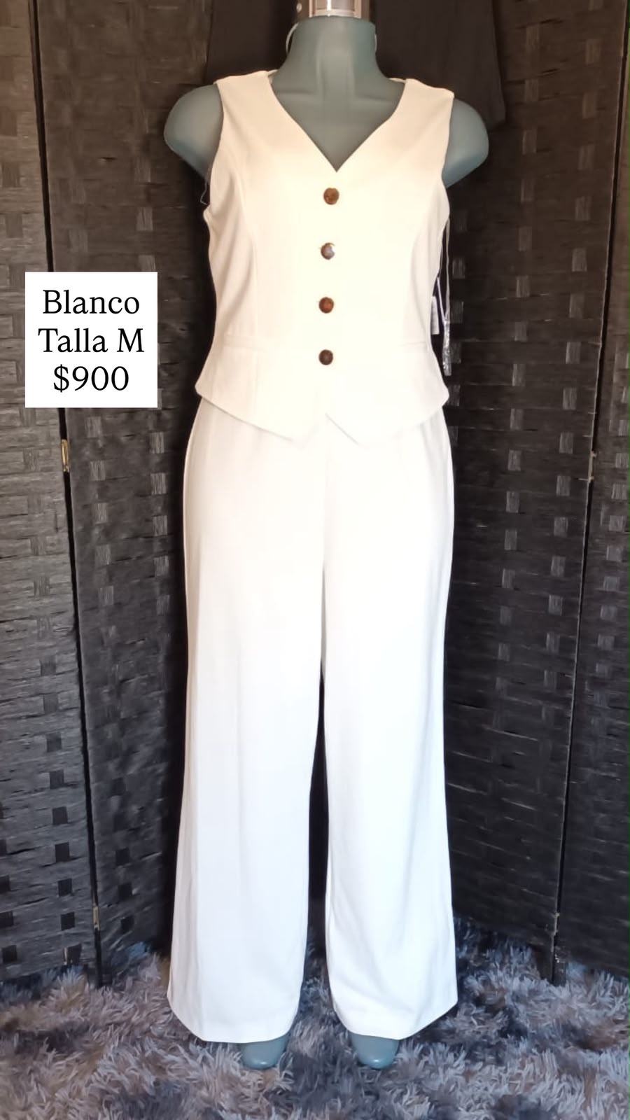 Conjunto Blanco Chaleco V — vestido importado