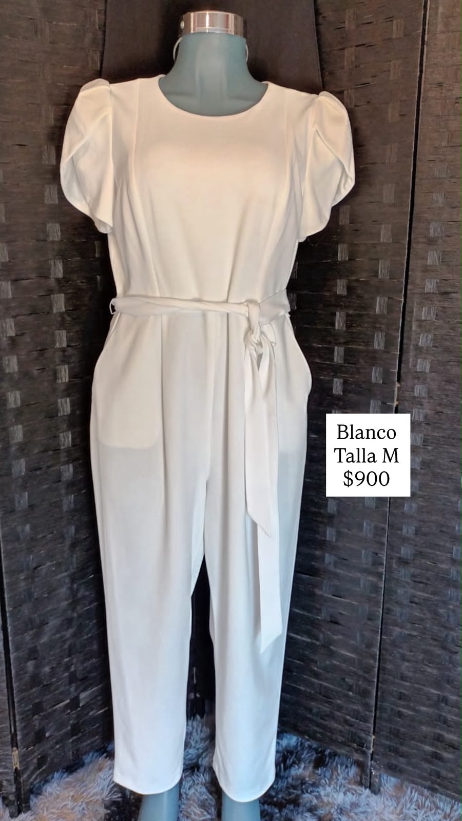 Jumpsuit Blanco con Lazo — vestido importado