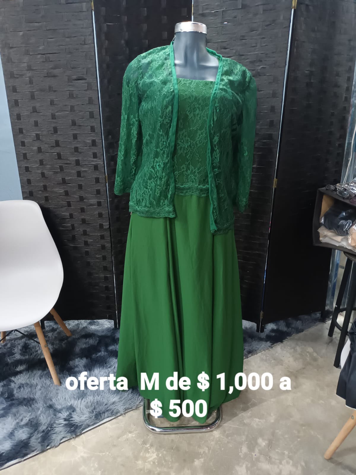 Conjunto Verde con Saco de Encaje — vestido importado
