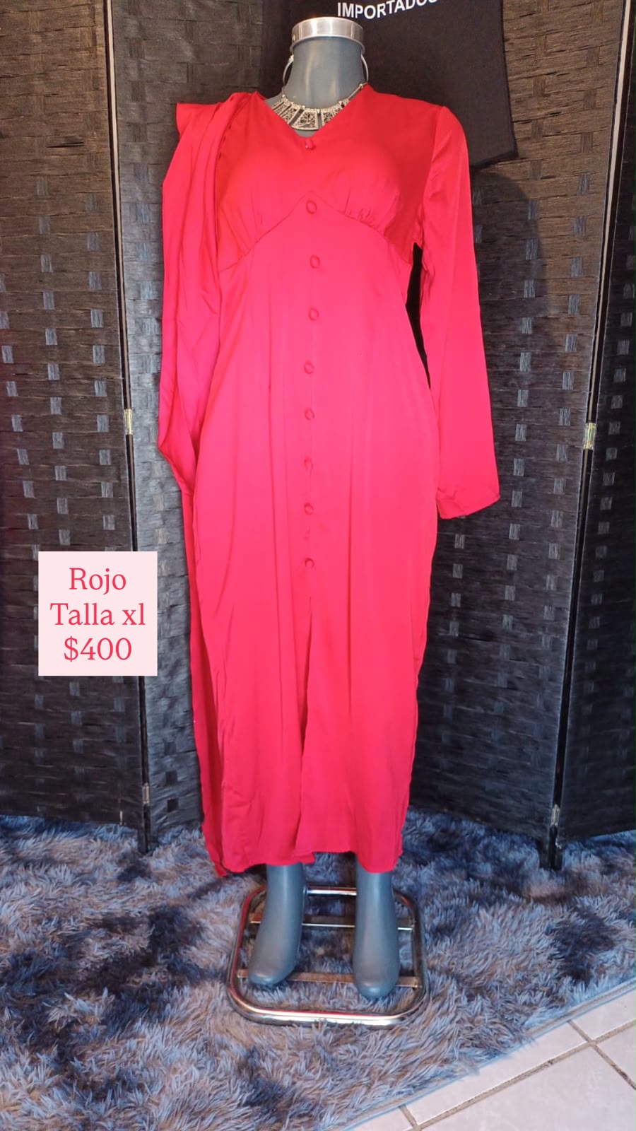 Vestido Rojo de Botones — vestido importado