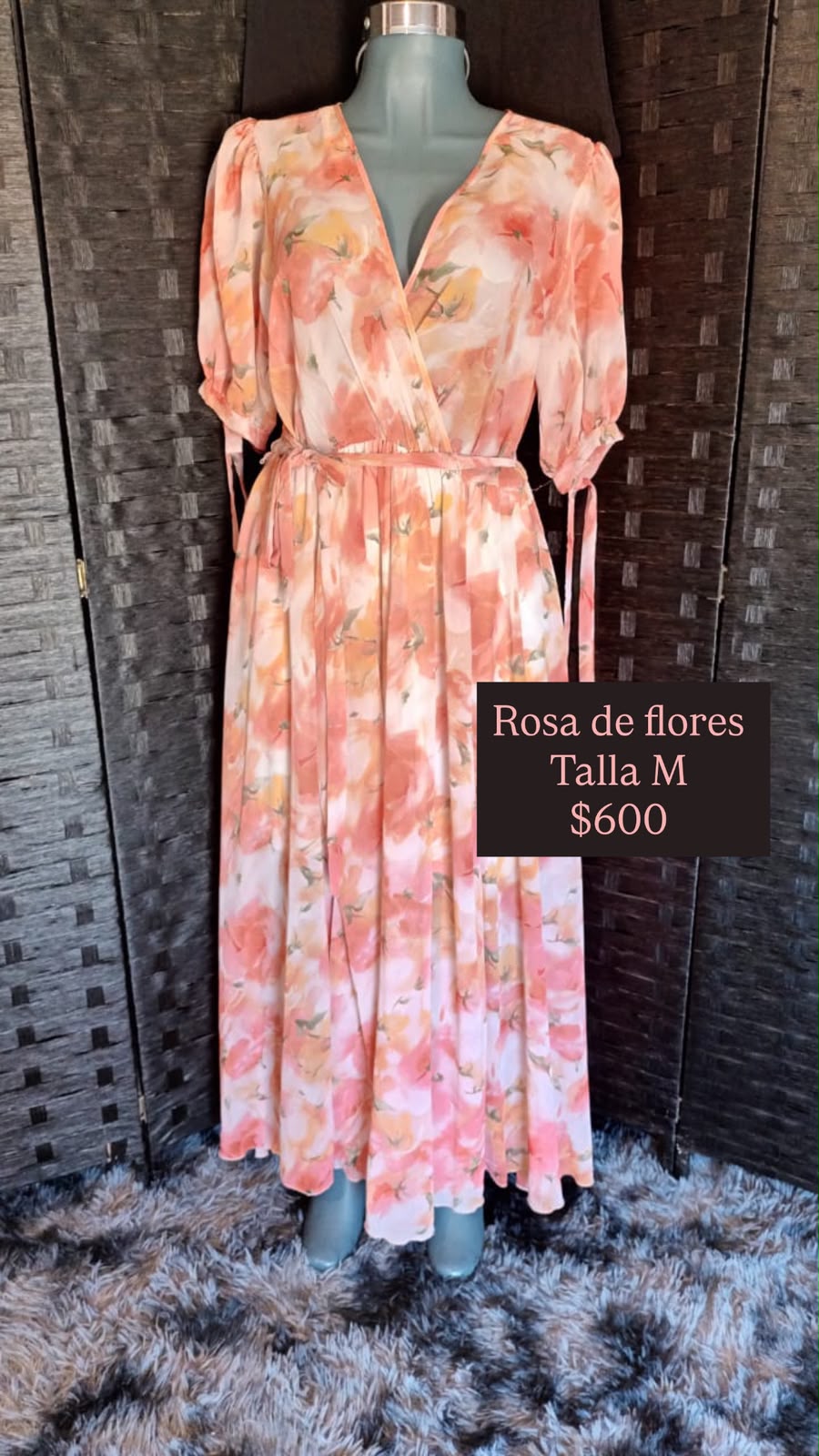 Maxi Vestido Rosa de Flores — vestido importado