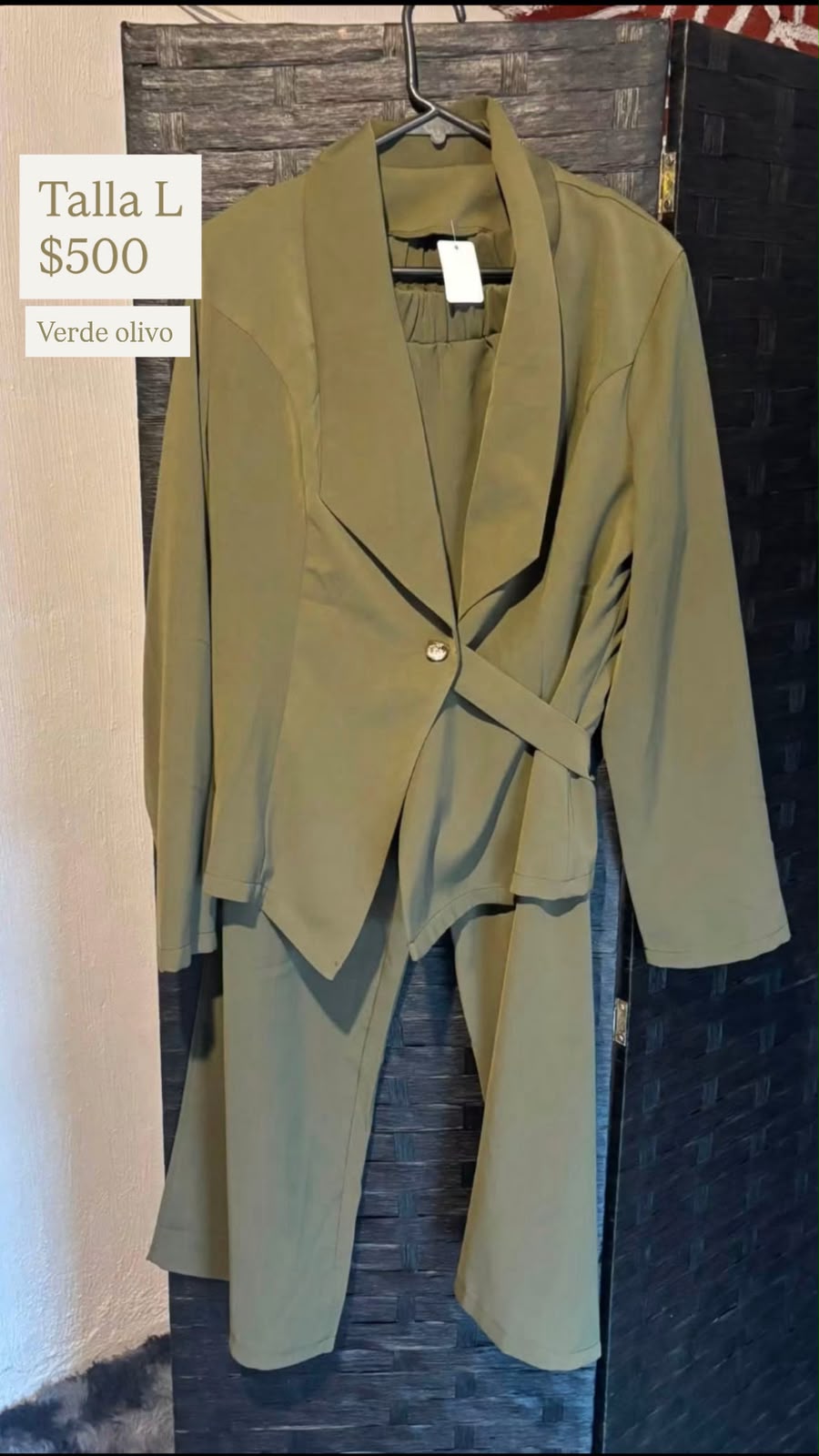 Conjunto Verde Olivo Saco y Pantalón — vestido importado