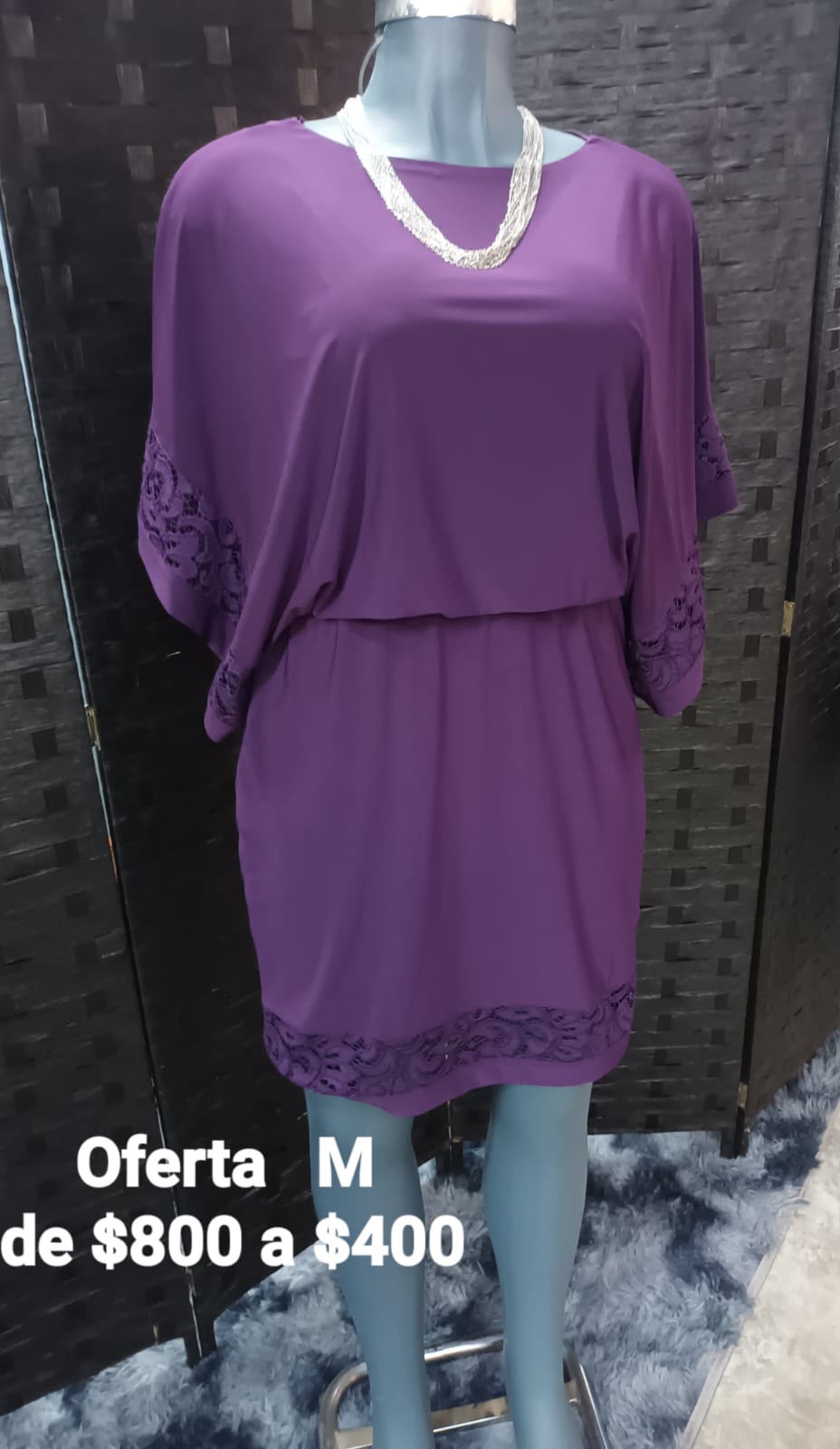 Vestido Morado con Encaje — vestido importado