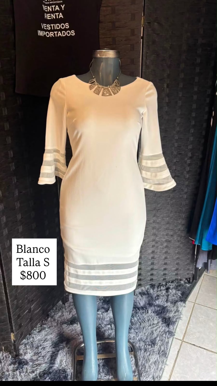 Vestido Blanco con Transparencias — vestido importado