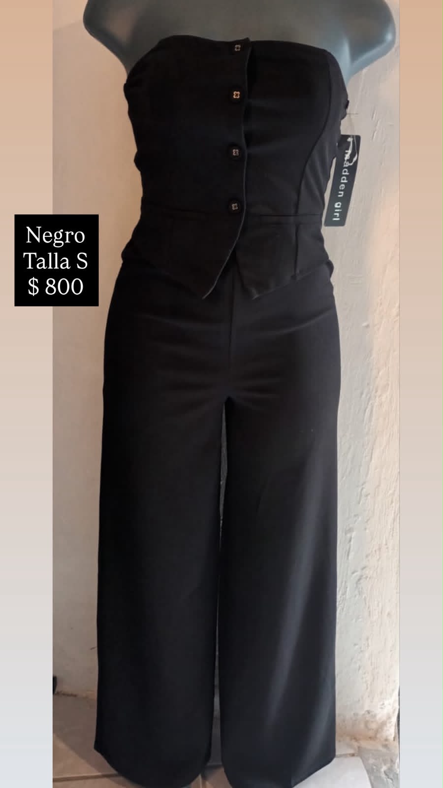 Palazzo Negro con Corset de Botones — vestido importado