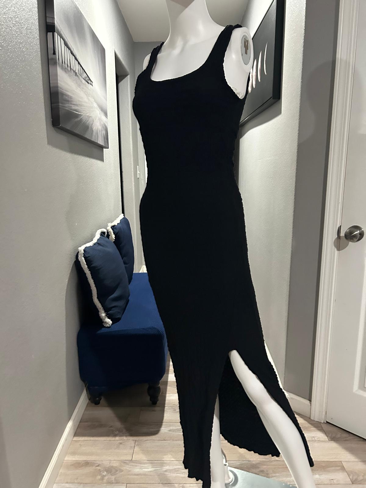 Vestido Negro Texturizado — vestido importado